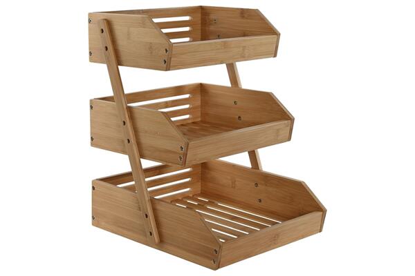 Поставка за плодове и зеленчуци на три нива, бамбук