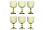 Комплект стъклени чаши за вино 260мл, 6 броя, зелени