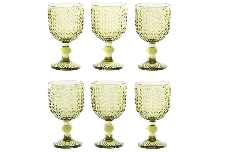 Комплект стъклени чаши за вино 260мл, 6 броя, зелени