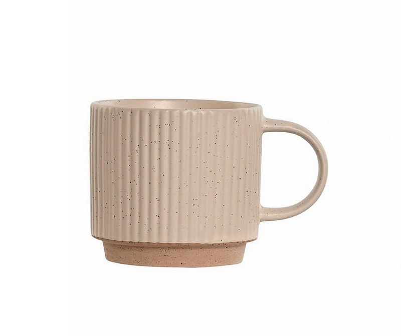 Чаша за кафе, каменин 340мл, бежова, 13х9х8,5см