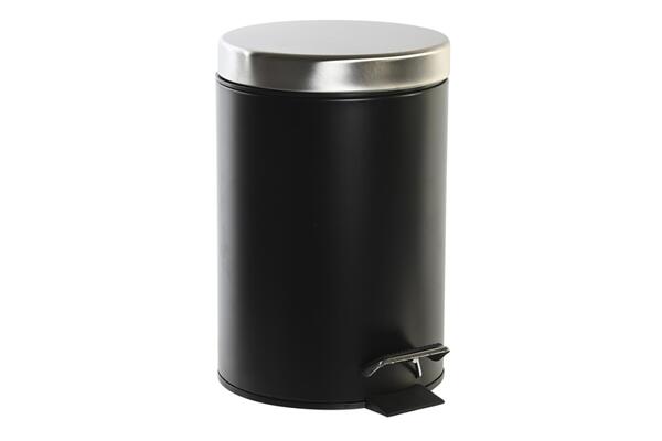 Кош за баня с педал, 3л, инокс, черен, 17х22х26см Кош за баня с педал, 3л, инокс, черен, 17х22х26см