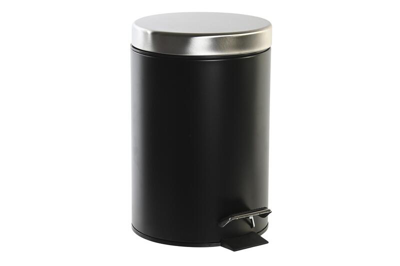Кош за баня с педал, 3л, инокс, черен, 17х22х26см