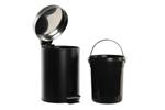 Кош за баня с педал, 3л, инокс, черен, 17х22х26см