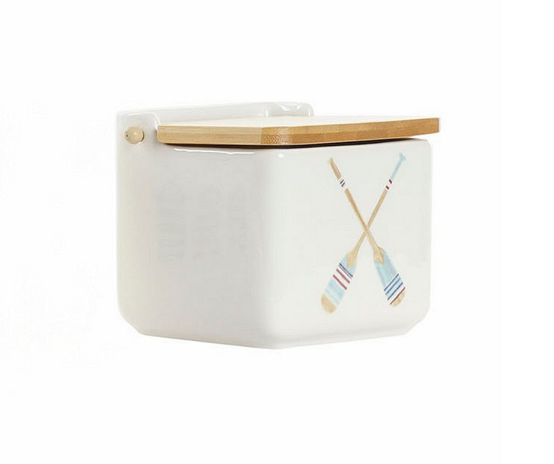 Буркан за съхранение с цветен принт 750мл , доломит и бамбук