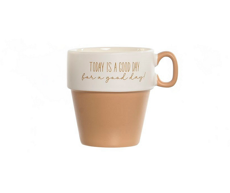 Порцеланова чаша за кафе с надпис 285мл, светло кафява