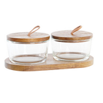 Комплект буркани за съхранение 240мл, акация и стъкло