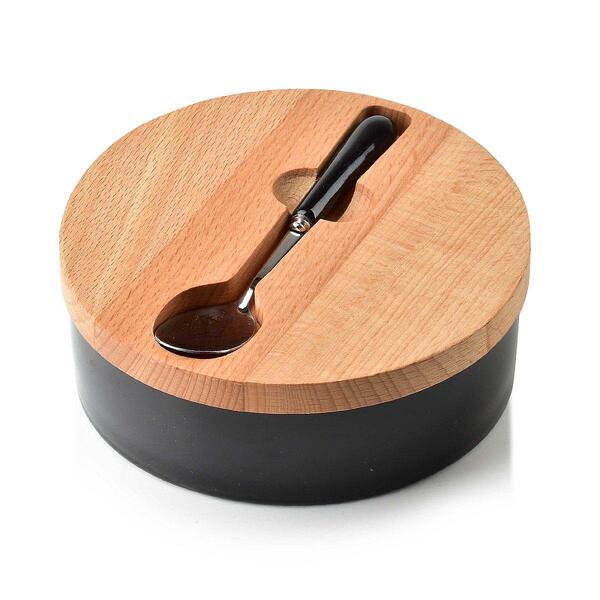 Буркан за съхранение с лъжичка Mondex, порцелан и бамбук Буркан за съхранение с лъжичка Mondex, порцелан и бамбук