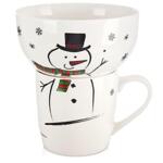 Детски комплект чаша с купа снежен човек, порцелан