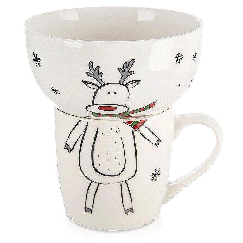 Детски комплект чаша с купа елен, порцелан