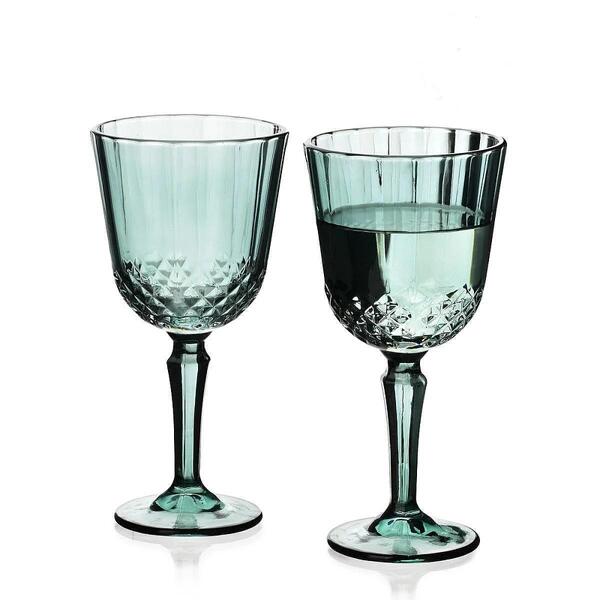 Комплект стъклени чаши за вино 300мл, 4 броя, зелени