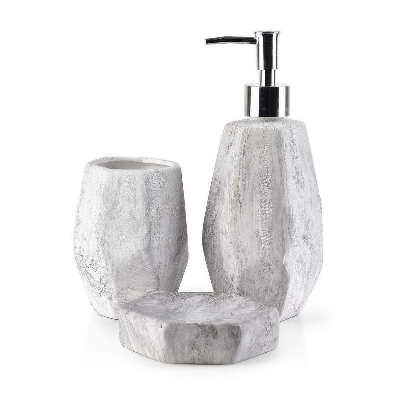 Керамичен комплект за баня ODETTE NATURAL, 3 части,сив