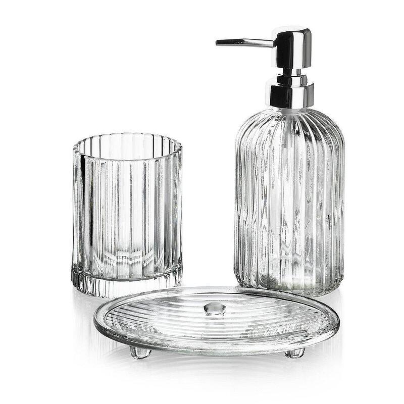 Комплект аксесоари за баня Mondex, 3 части, прозрачен