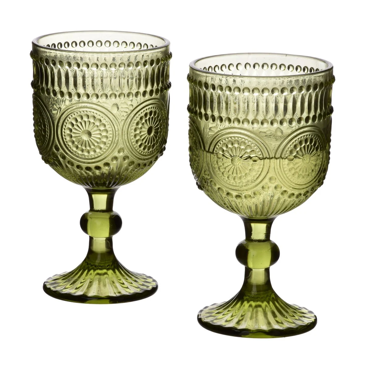 Комплект стъклени чаши за вино ELISE GREEN, 4 броя, зелени