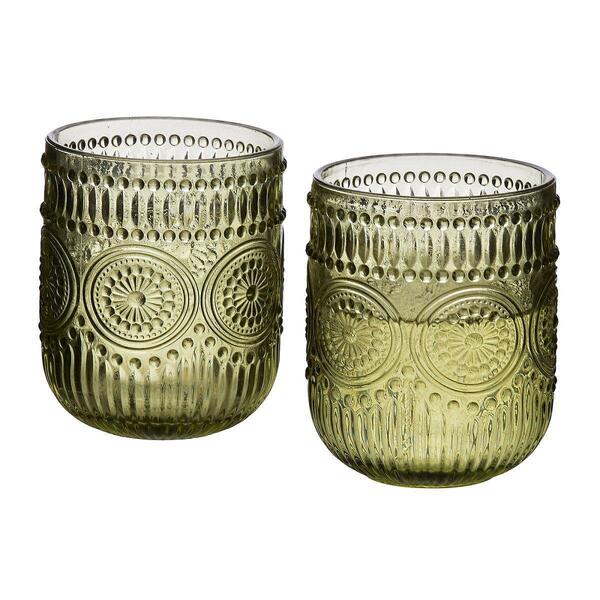 Комплект стъклени чаши за вода и безалкохолно 4х260мл, зелени