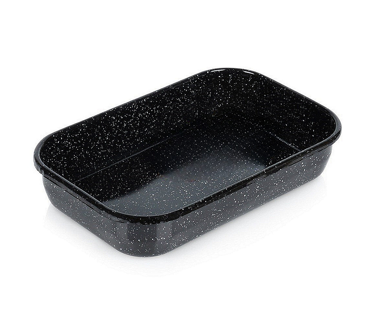 Емайлирана правоъгълна тава за печене ORION 4.8л, черна