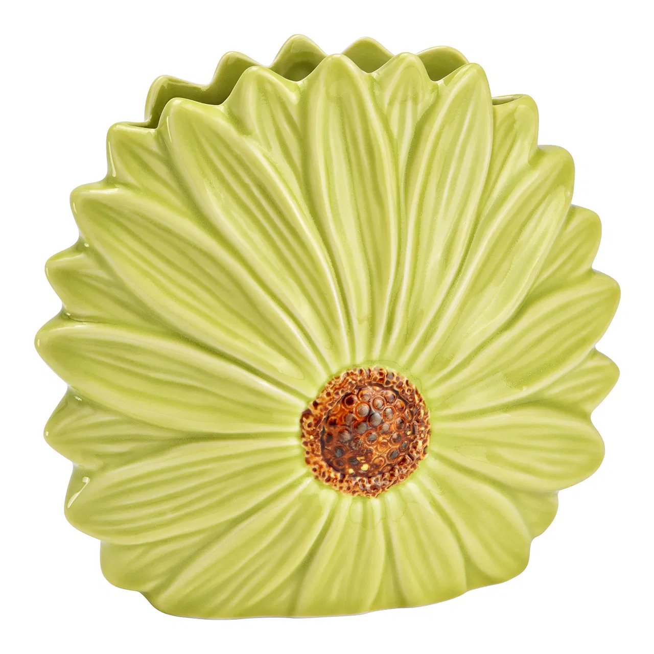 Керамична зелена ваза във формата на цвете, 17х7х16см Керамична зелена ваза във формата на цвете, 17х7х16см