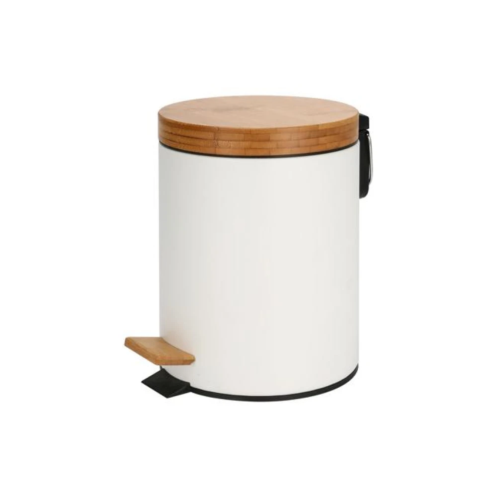 Кош за баня с педал и бамбуков капак 5л Horecano бял Кош за баня с педал и бамбуков капак 5л Horecano бял