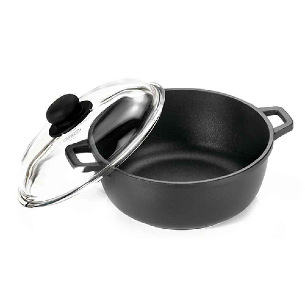 Алуминиева тава с дръжки и капак Ø28х6.5см, кръгла, Antik Ars