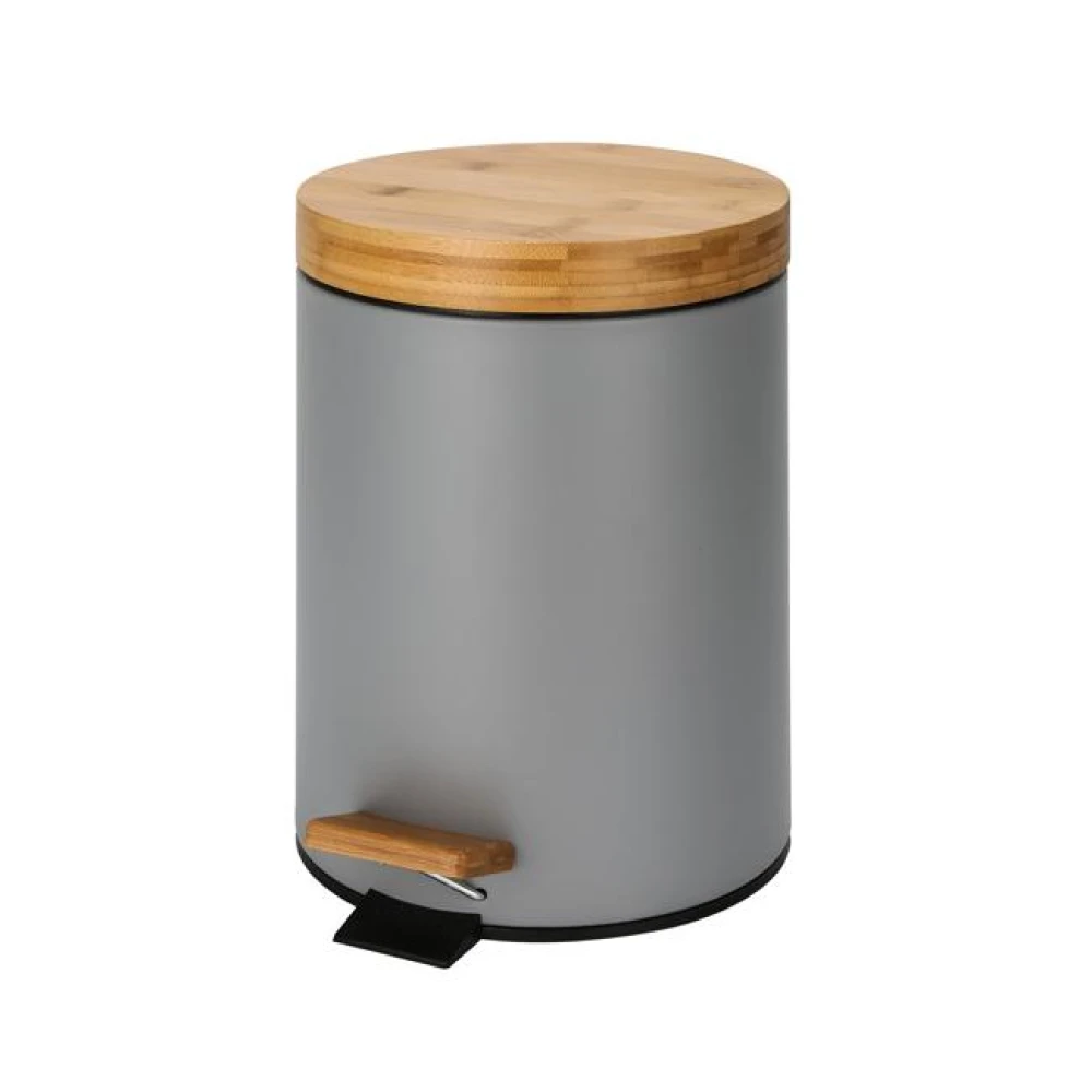 Кош за баня с педал и бамбуков капак 5л Horecano сив Кош за баня с педал и бамбуков капак 5л Horecano сив