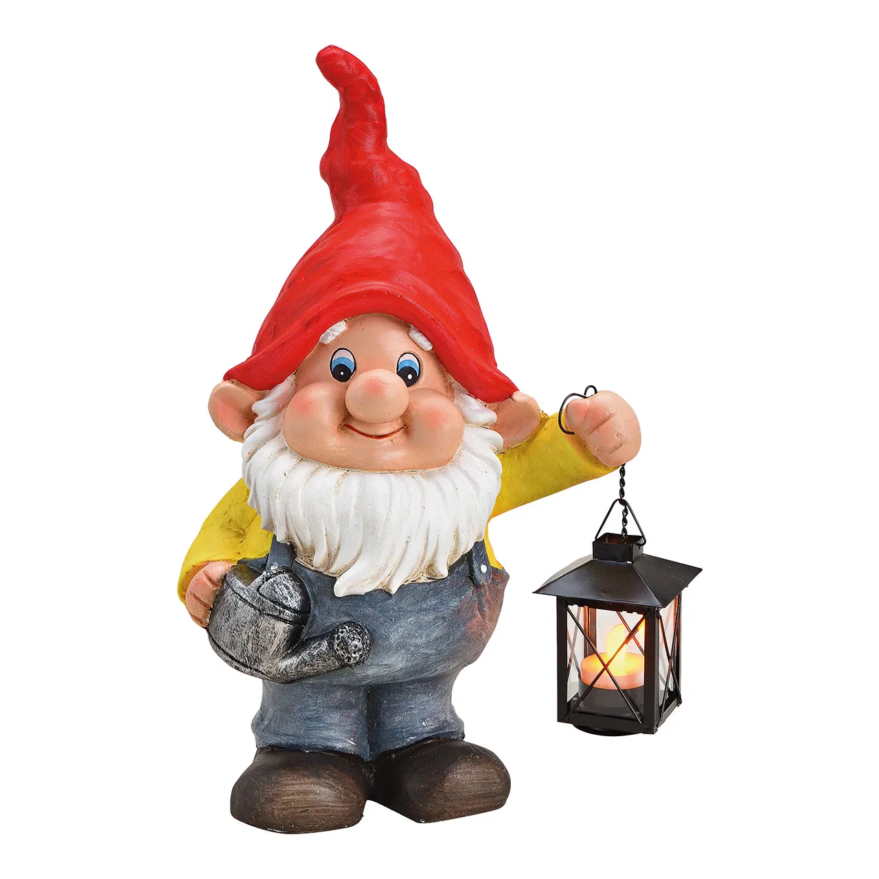 Декоративна фигура за градина джудже с фенер, 24х15х40см