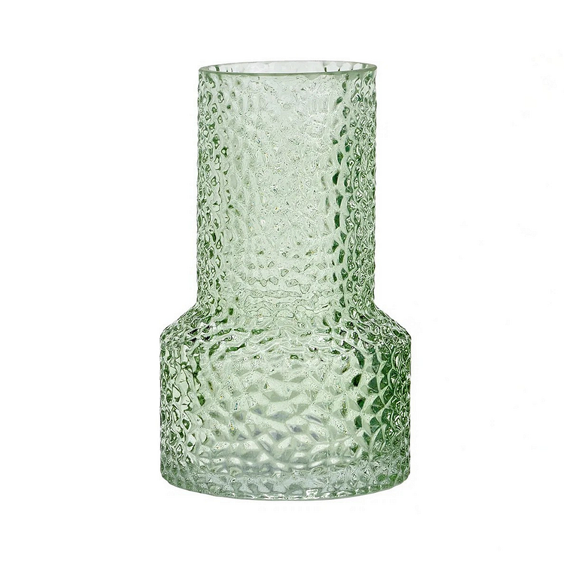 Прозрачна стъклена ваза, светло зелена, 10х10х16см