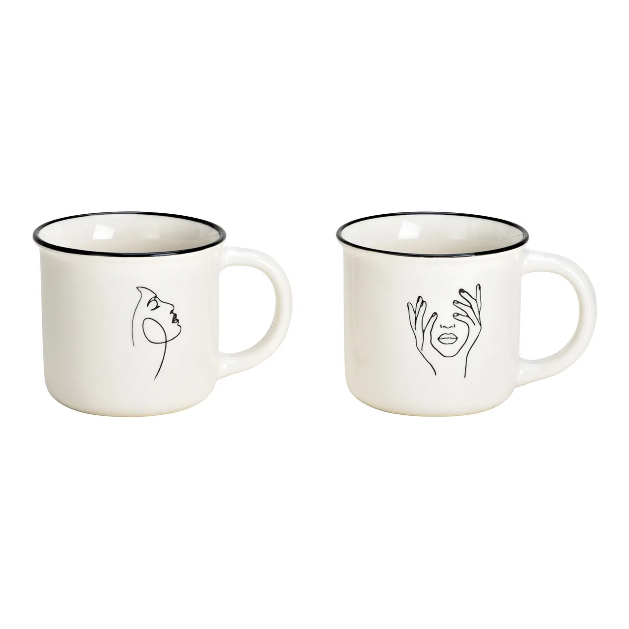 Комплект керамични чаши 300мл, 2 броя, 12х9х8см