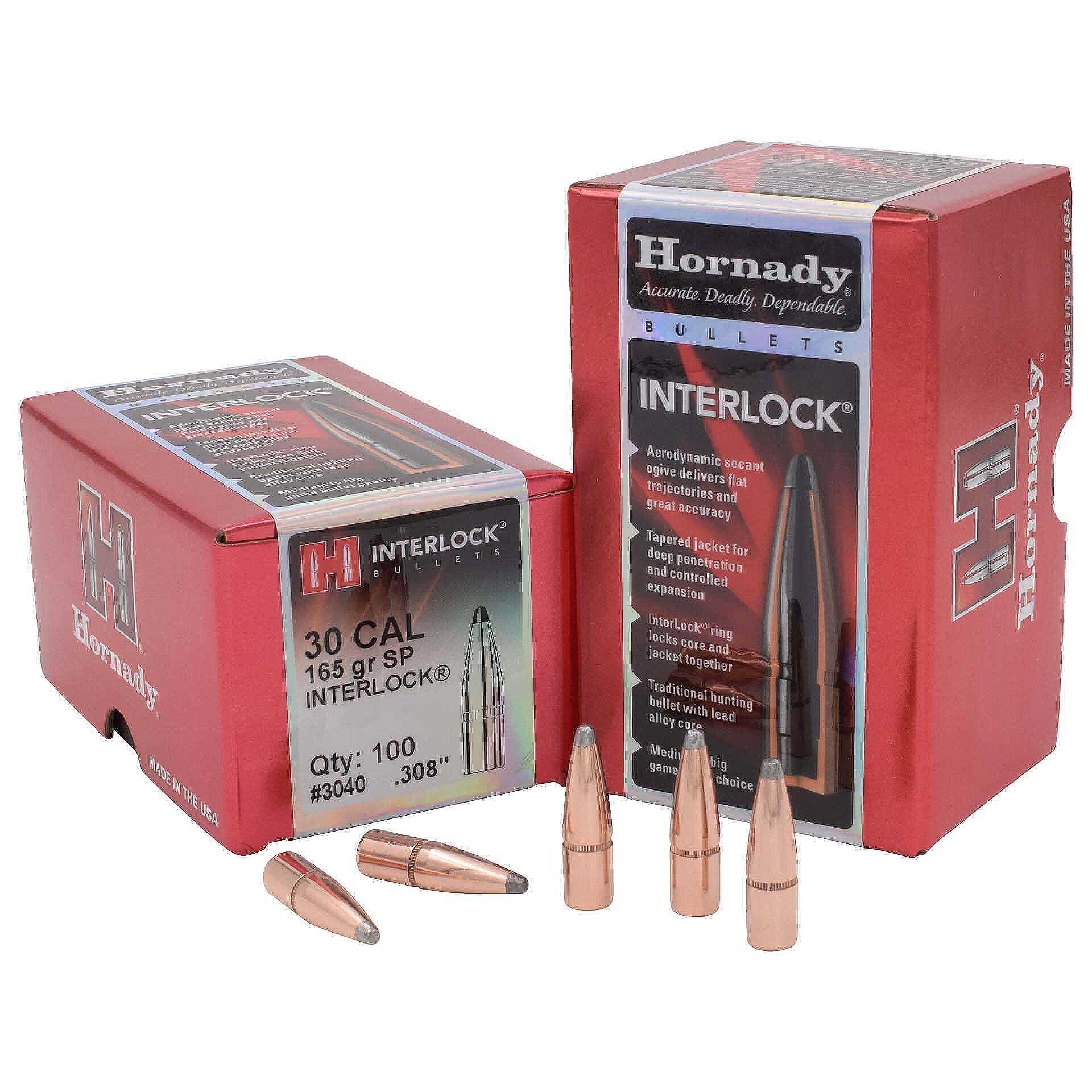 Куршуми Hornady - кал.30, InterLock SP, 10.7g/165 gr