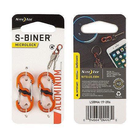 Два алуминиеви карабинера Nite Ize - S-Binner, MicroLock, Оранжеви