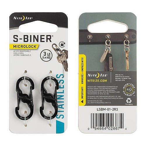 Карабинер Nite Ize S-Biner Micro Lock, Black, 2 броя