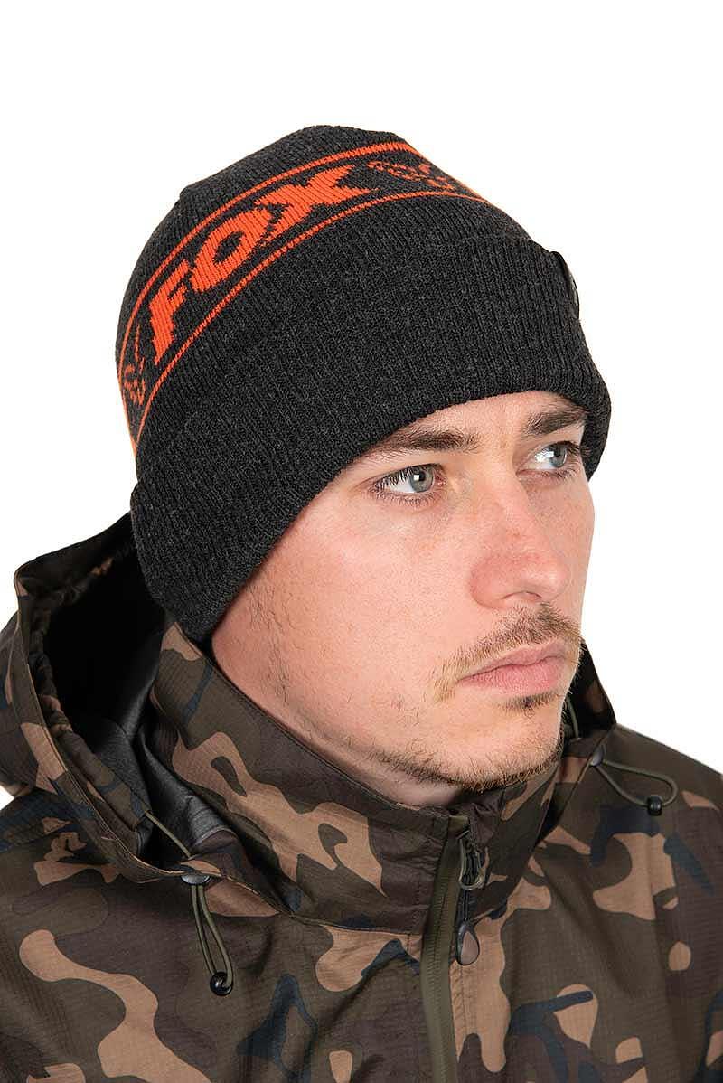 Зимна шапка Fox Collection Beanie Hat Black & Oran
