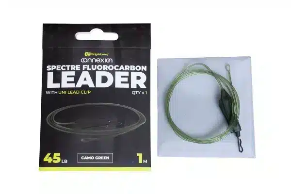 Монтаж за шаранджийски риболов RidgeMonkey Spectre Fluorocarbon Leader with Uni Lead Clip – 45lb / 1м / Camo Green