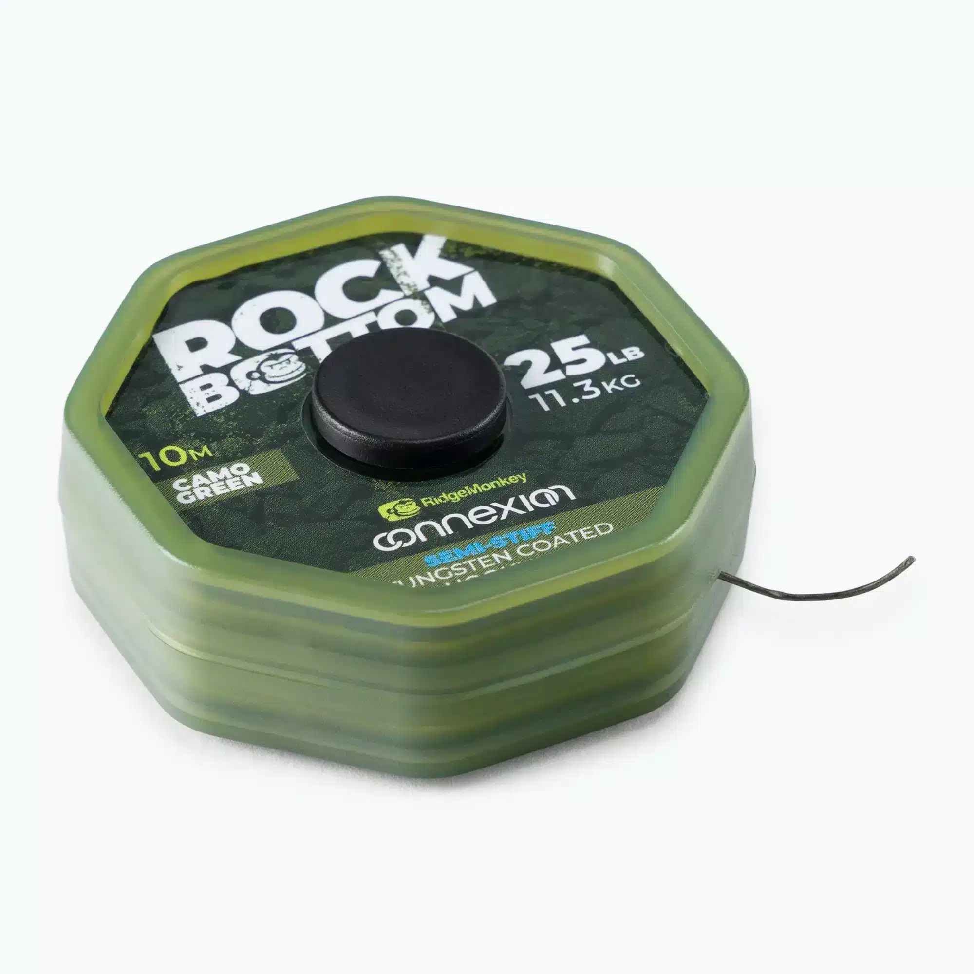 Повод с полутвърдо волфрамово покритие RidgeMonkey Rock Bottom Tungsten Coated Semi-Stiff Green – 10м / 11.33кг(25lb)