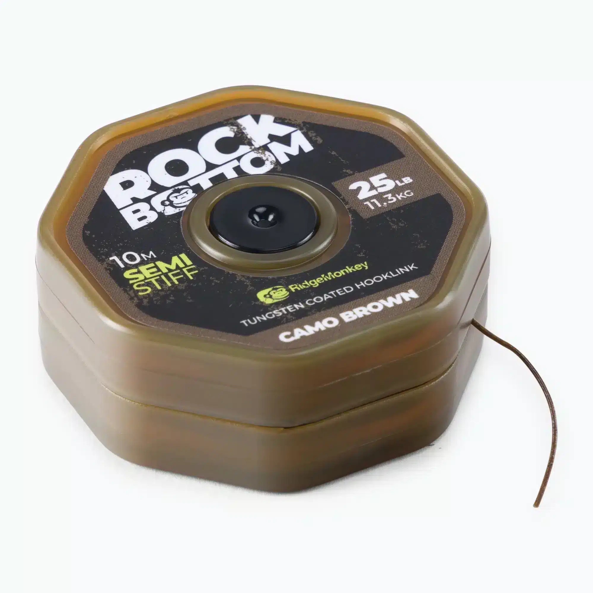 Повод с полутвърдо волфрамово покритие RidgeMonkey Rock Bottom Tungsten Coated Semi-Stiff Brown – 10м / 25lb