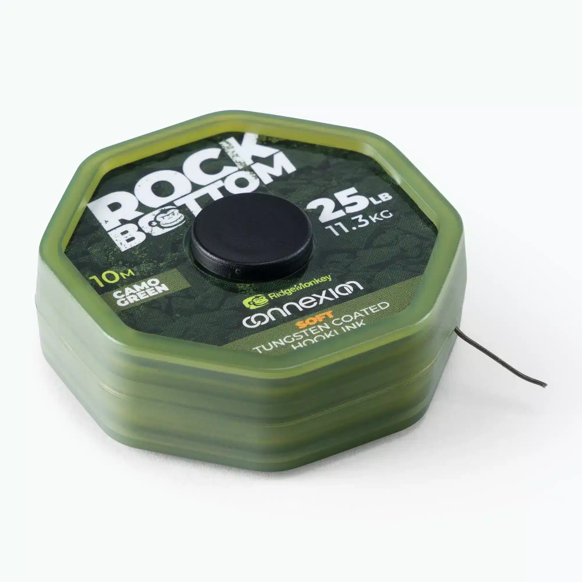 Повод с меко волфрамово покритие RidgeMonkey Connexion Rock Bottom Tungsten Coated Soft Camo Green – 10м / 25lb