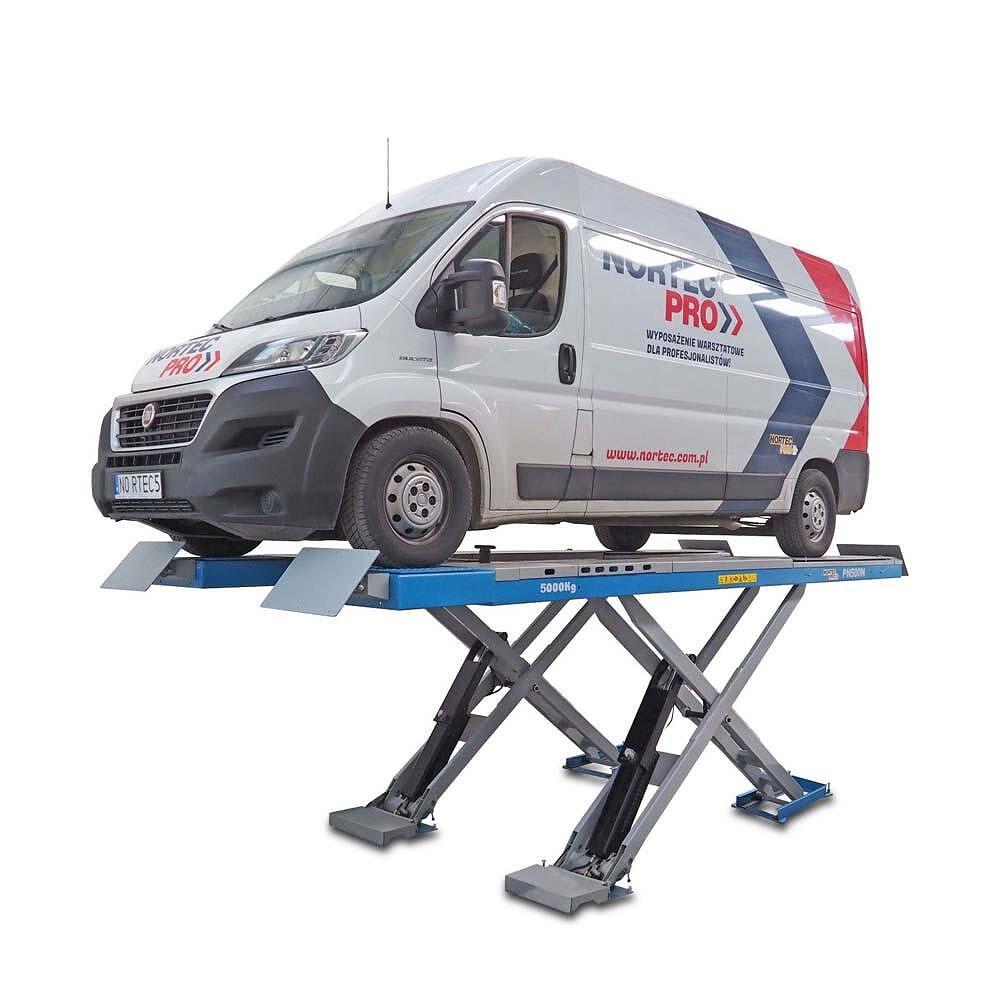 Elevator foarfeca pentru verificarea geometriei rotilor, cu detector de jocuri, NORTEC PRO