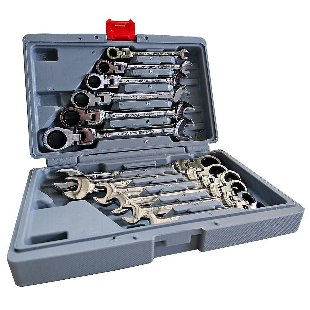 Set chei cu clichet reversibil si capat flexibil, 12 piese