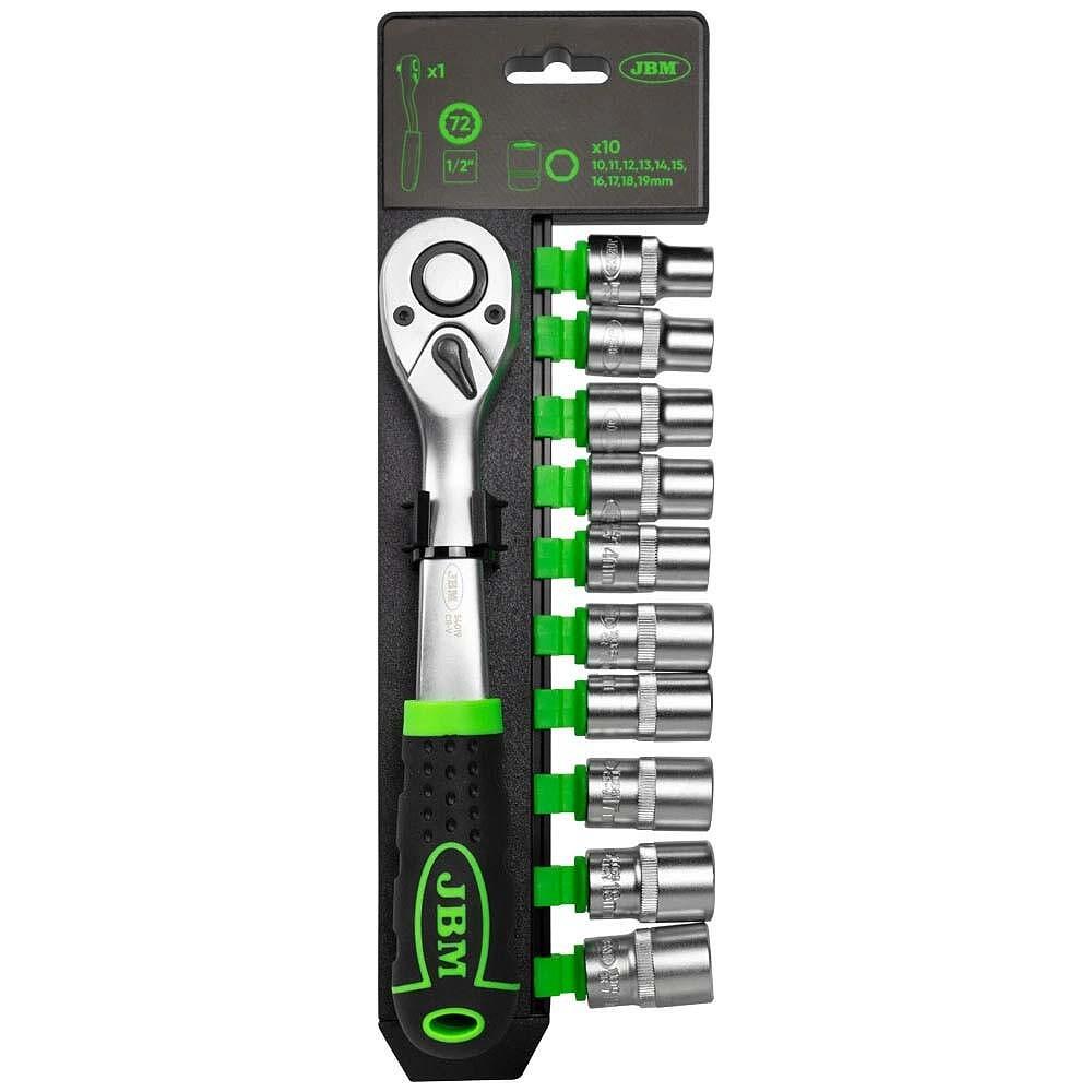 Set chei tubulare, patrat de actionare 1/2", 11 piese, JBM