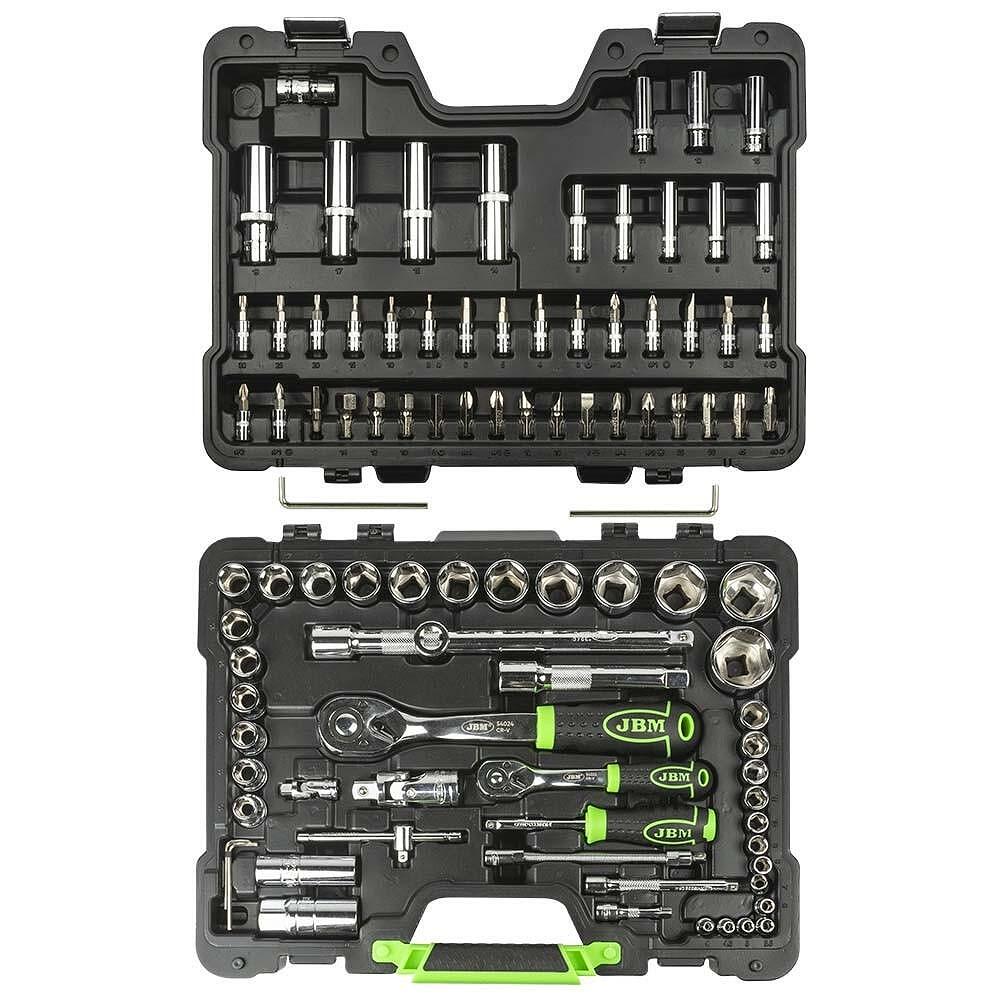 Trusa de chei tubulare cromate, patrat de 1/4" si 1/2", 94 piese, JBM