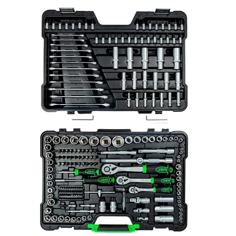 Trusa de chei tubulare zincate, patrat de 1/4", 3/8" si 1/2", 216 PIESE, JBM