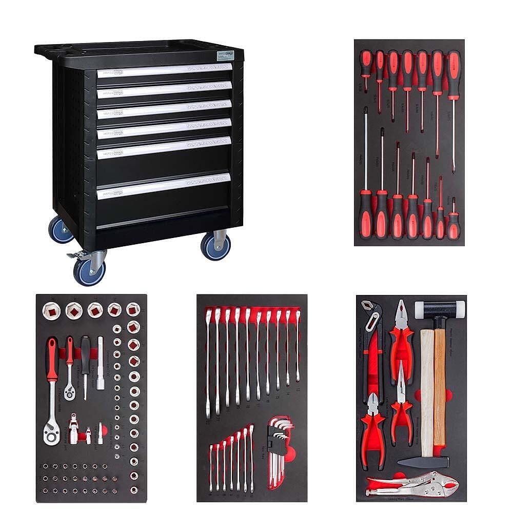 Dulap mobil cu 6 sertare echipat cu scule, 107 piese, MARCO TOOLS