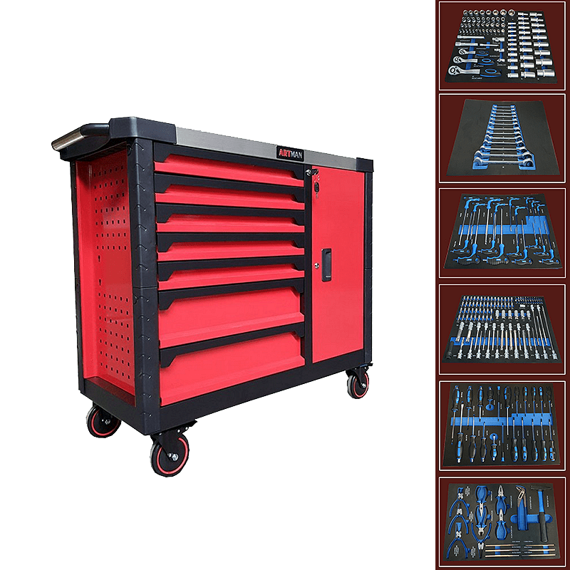 Dulap mobil echipat cu scule 7 sertare culisante si dulap de depozitare 248 piese Artman