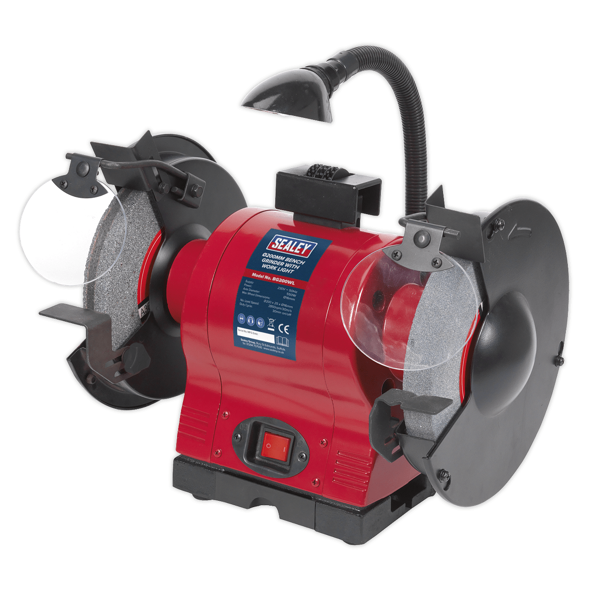 Polizor de banc, Ø200mm, prevazut cu lampa, Sealey