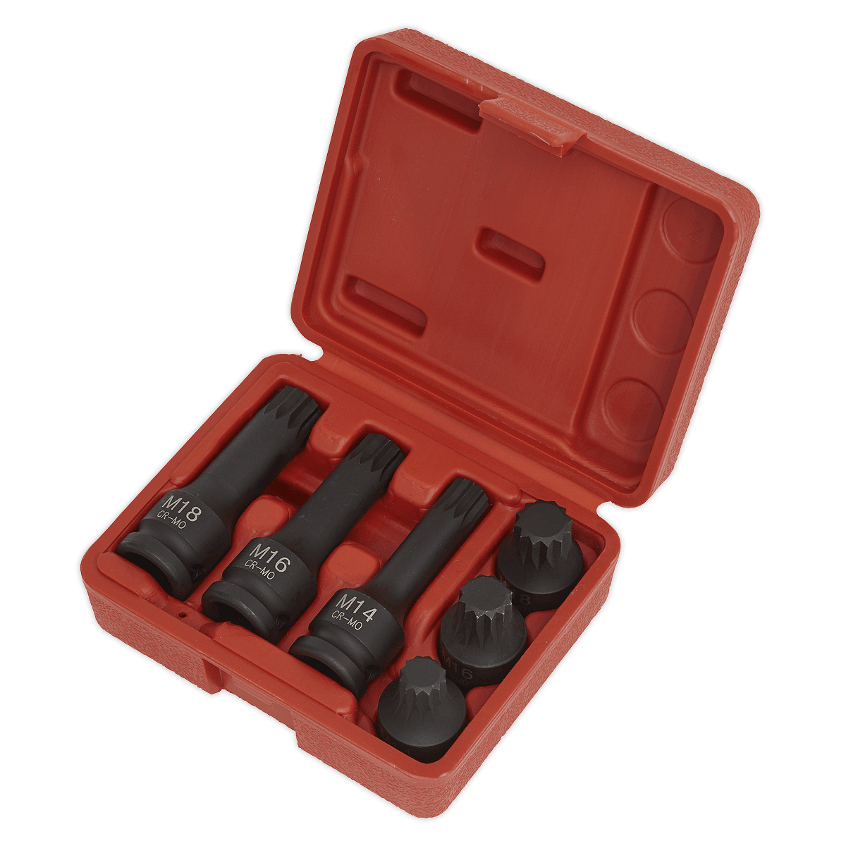 Set chei tubulare de impact Spline, 1/2”, 6 piese, Sealey