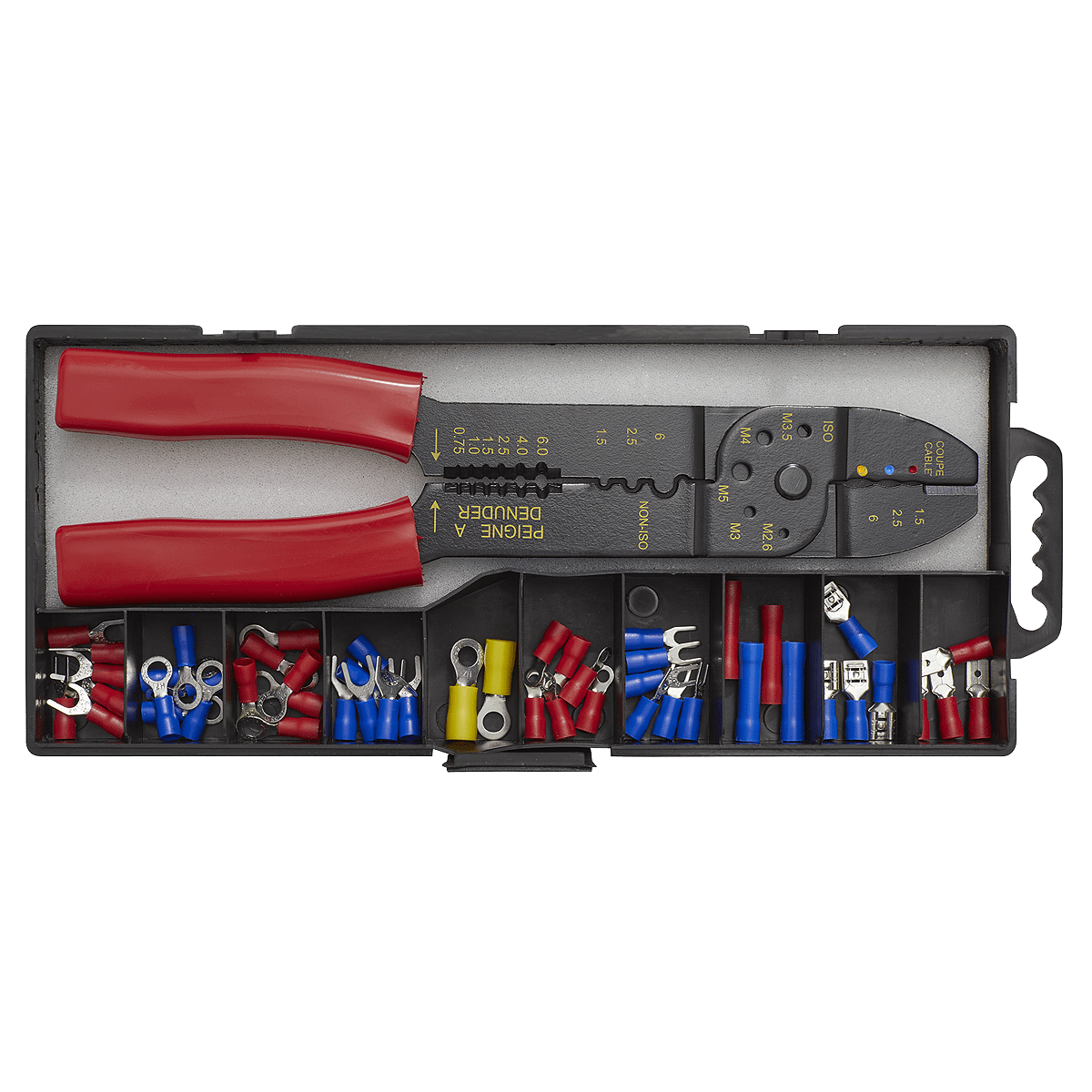 Set cleste de sertizat, 230mm, cu conectori, 50 piese