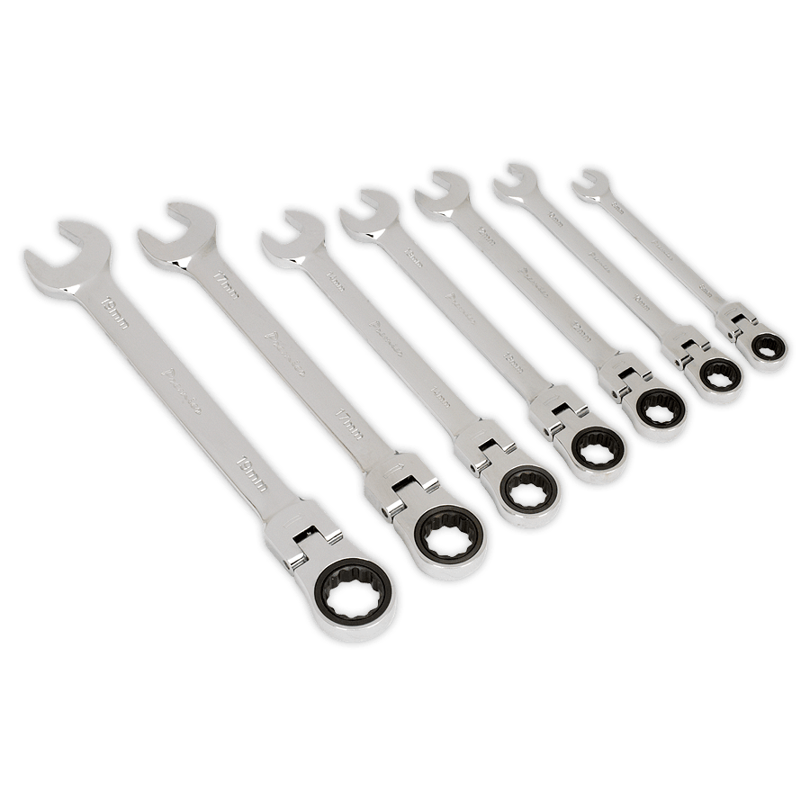 Set chei cu clichet si cap rabatabil, 7 piese, Sealey