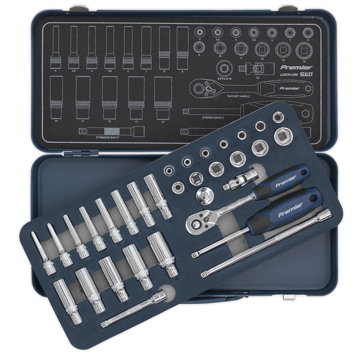 Trusa chei tubulare Lock-On, 1/4", 32 piese