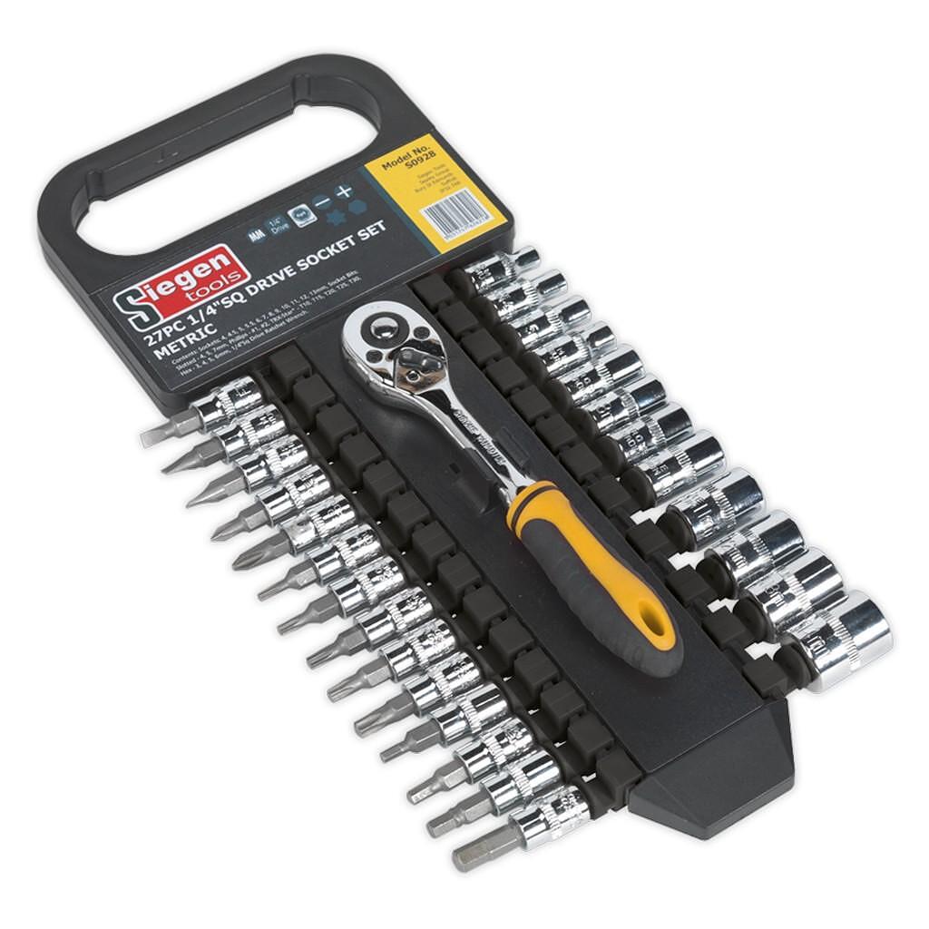 Set chei tubulare si bit-uri, 1/4”, 27 piese