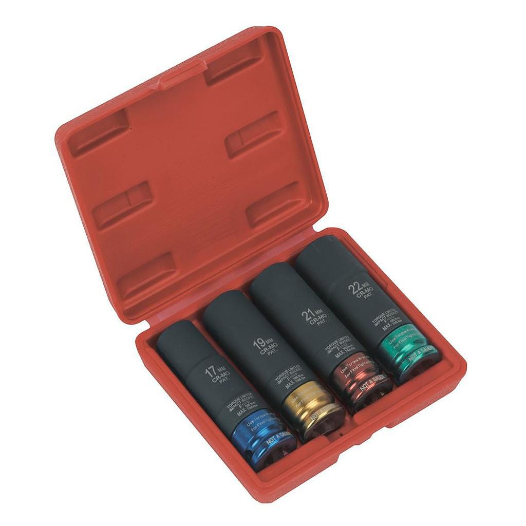 Set tubulare impact 1/2", 4 piese Sealey