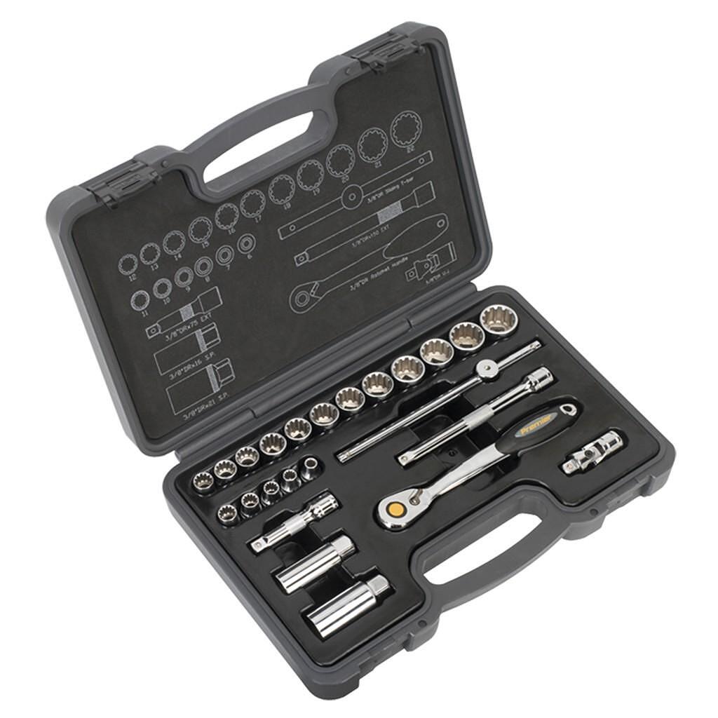 Trusa chei tubulare, 24 piese, actionare 3/8”