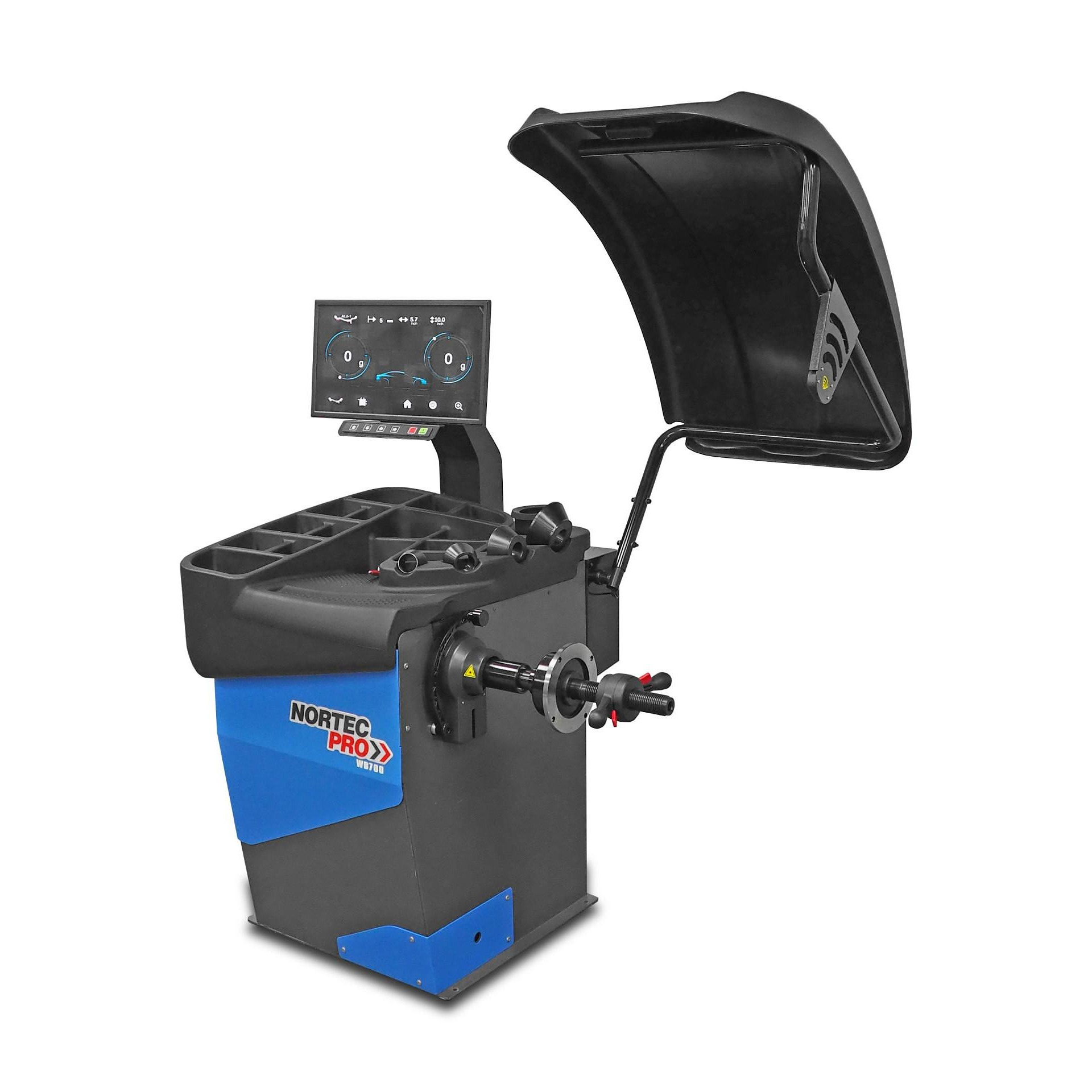 Masina de echilibrat destinata  rotilor autoturismelor si vehiculelor comerciale usoare.